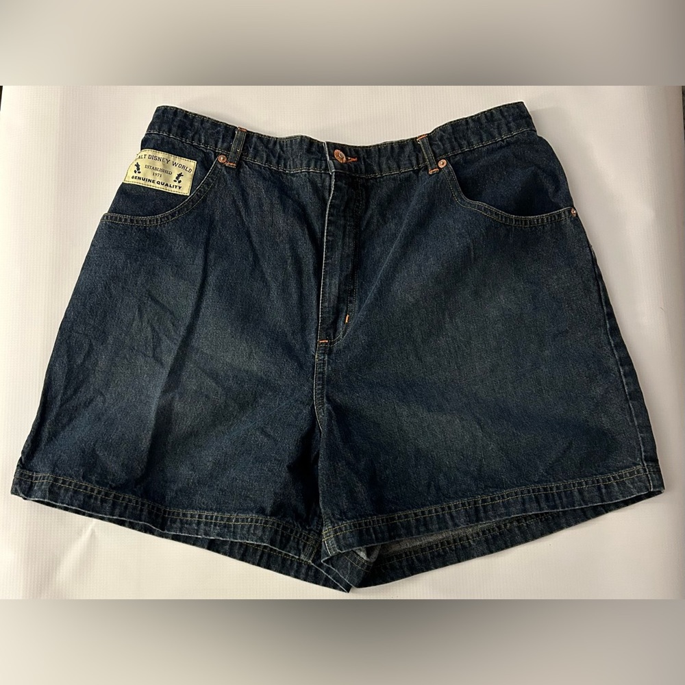 Ladies Denim Shorts w/ Mickey Mouse Ears stitching on back pockets. Walt Disney.